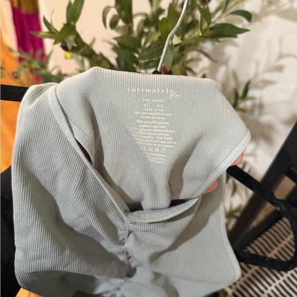 Free People intimately Light Gray Ruched Tank Top size medium large stretchy - Picture 3 of 4